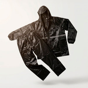 Set Impermeabile Riflettente in PVC e Poliestere con Cappuccio per Lavoro all'Aperto, Campeggio, Escursionismo, Viaggi, Adulti e Motociclisti - Product Image 2