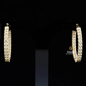 ต่างหูห่วงฮิปฮอปดีไซน์ใหม่สุดหรู ทองคำ 10K สีเหลือง ประดับเพชรทรงกลม 4 กะรัต ความใส VVS เพชรเลี้ยงในห้องปฏิบัติการ สำหรับทุกเพศ - Product Image 4