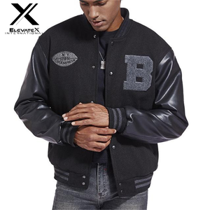 Chaqueta de invierno estilo Letterman para hombre, nueva, de moda, para motocicleta, superventas, con parche bordado de satén, botones y cuello alto, de lona ecológica. - Product Image 2
