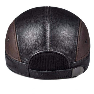 Gorra de invierno de cuero genuino para hombres, gorras planas, sombrero cálido, gorra de béisbol para hombre, sombrero de cuero de vaca Vintage británico - Product Image 6