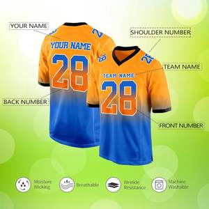 Camiseta de fútbol americano de alta calidad para equipos sublimada con opciones de personalización para el número de nombre del logotipo en mangas cortas - Product Image 2