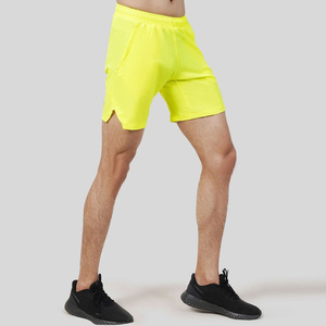 Shorts Bermuda pour homme, jaune fluo, séchage rapide, taille élastique, couleur unie, décontractés, pour le fitness, avec poches - Product Image 4