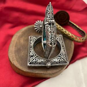 Brazalete de plata oxidada con abalorio etéreo, diseños de plata oxidada de calidad superior para niñas, brazalete de moda para mujeres, brazalete de regalo - Product Image 3