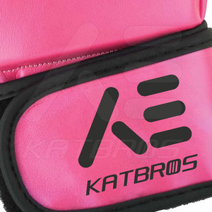 KATBROS MMA Gloves Faux Leather Half Finger Velcro Closure <b>Pink</b> Unisex for Martial Arts - Product Image 6