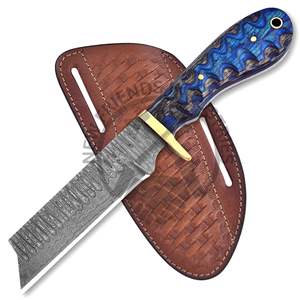 Cuchillo cortador de toro de acero de Damasco hecho a mano OBM DIY Punto de caída para vaquero occidental caza desollado Camping actividades al aire libre - Product Image 4