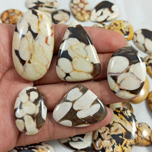 Piedra preciosa semipreciosa pulida cabujón de jaspe de madera de cacahuete natural para la fabricación de joyas, suministro a granel al por mayor - Product Image 1