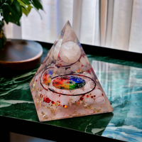 Nouvelle sphère pyramide nubienne en orgone de cristal de quartz rose faite à la main et écologique avec anneau en cuivre pour la guérison, la méditation et la protection contre les EMF