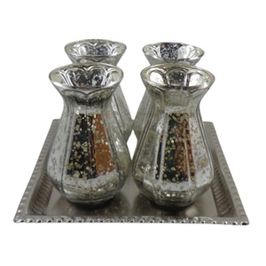 Hotel Decoration Metal <b>Square</b> Tray With Flower <b>Vase</b> With Nickel Silver Color Flower Pot for Living Room Decoration Handmade - Product Image 1