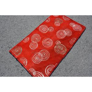 Alfombra Turca, Pequeña, 2.7x4.7 pies, Alfombra Vintage, Alfombra de Lana con Estampado Animal Rojo - Product Image 2