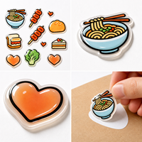 Feuille d'autocollants époxy dessin animé pour repas quotidiens, assortiment personnalisé, couleur durable, anti-contrefaçon, respirant, pour nouilles, brochettes, œufs frits