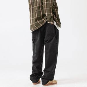 Pantalon en sergé lavé avec taille mi-élastique, triple couture, rivets décoratifs, bouton pieuvre et poche arrière brodée - Product Image 2