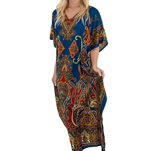 ชุดเดรสยาวสไตล์วินเทจผ้าโพลีเอสเตอร์นุ่มเหมือนเส้นใยโพลีเอสเตอร์ทรงแม็กซี่เดรสยาวสไตล์ฮิปปี้โบฮีมีดีไซน์สีสันสดใสฤดูร้อน - Product Image 1