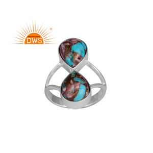 Best Selling Fine Sterling Silver Mojave Copper <b>Purple</b> Oyster Turquoise Gemstone Split Band Ring Custom Jewelry Manufacturer - Product Image 1