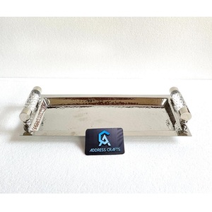 Plateau de service personnalisé pour restaurant et hôtel avec poignée en acrylique, décoration de table à manger, plateau de petit-déjeuner, plateau à thé et à café - Product Image 1