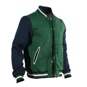 2024 vente chaude lycée collège varsité vestes pour les jeunes laine corps cuir manches grande taille hiver vêtements bouton - Product Image 1