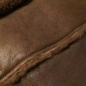 Chaqueta de piel de oveja marrón auténtica para hombre, chaqueta de cuero cálida informal a la moda de estilo único, chaqueta de cuero Punk con cuello - Product Image 5