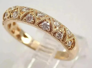 Anillo de Banda de Corte Redondo, Plata de Ley 925, Anillo de Diamante Moissanita - Product Image 3