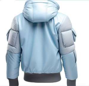 Chaqueta de Cuero Acolchada Azul Hielo para Hombre, Talla Cómoda, Venta Caliente, Fabricada en Fábrica, Logotipo Personalizado para Chaquetas de Cuero para Hombre - Product Image 2