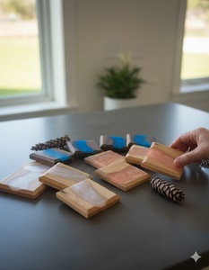 Sous-verres carrés en noyer élégants et très demandés, écologiques et durables pour la maison, le bar, le bureau, les restaurants, à bas prix - Product Image 5