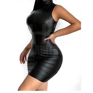 Robe en cuir minimaliste pour femme, robe moulante en cuir pour femme, tenue décontractée élégante au meilleur prix - Product Image 4