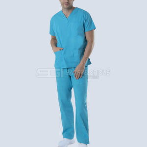 Professional Mens Medical Scrub <b>Set</b> Short Sleeve Top and Pants Uniform for <b>Doctors</b> Nurses Hospitals and Clinics Comfortable Wear - Product Image 1
