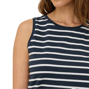 Meilleure qualité femmes sans manches débardeur décontracté rayé col rond coton polyester vêtements d'été logo personnalisé en gros dames gilet - Product Image 5