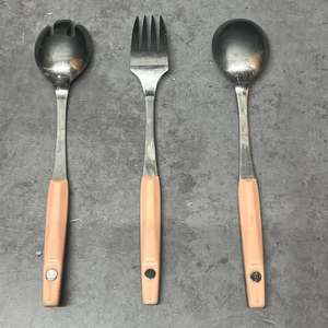 Ensemble de couverts de luxe en acier inoxydable 304 de qualité supérieure, style japonais, finition mate rétro, avec manche en bois, pour fête, 50 pièces - Product Image 6