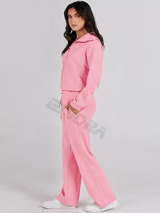 Chándal de Otoño de 2 piezas para mujer: conjunto de sudadera y pantalones de chándal de gran tamaño personalizados - Product Image 3