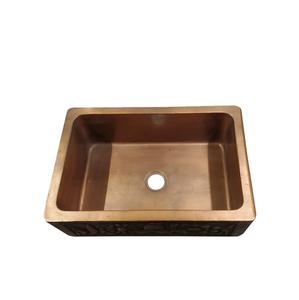Évier de cuisine rectangulaire en cuivre fait à la main, évier en métal de style fermier, évier de luxe, fournisseur en gros OEM. - Product Image 4