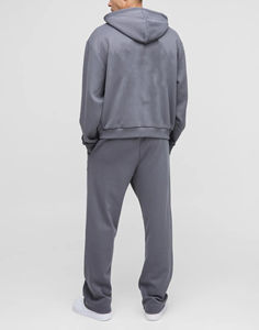 ชุดวอร์มผ้าฝ้ายมีฮู้ดสำหรับผู้ชายชุดวอร์ม2ชิ้นสำหรับใส่วิ่งจ๊อกกิ้งเสื้อวอร์มไซส์ใหญ่พิเศษมีซิปพิมพ์โลโก้ได้ตามต้องการ - Product Image 3