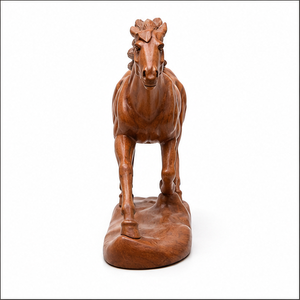 Handmade Wooden Horse Sculpture Carved Animal Figure Traditional Wood Handicraft for Living Room Tabletop <b>Decor</b> - Product Image 3