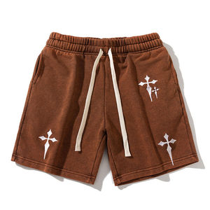 Unisex <b>Elastic</b> <b>Waistband</b> Long String Men Shorts French Terry Embroidery Patches Vintage Customize Training & Jogging Wear - Product Image 6