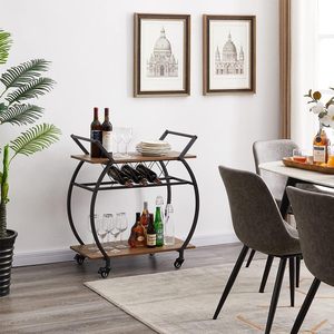 Double Story Portable <b>Trolley</b> with Wheels Mobile Vintage Style Glass Metal <b>Serving</b> <b>Trolley</b> <b>Serving</b> Cart Manufacturer Wholesale - Product Image 6