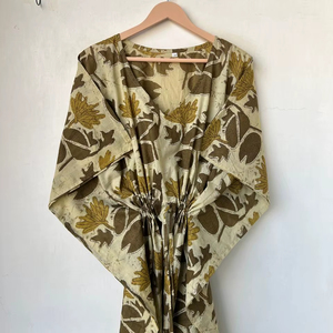 Vestido de caftán de lujo elegante con estampado Floral 100% algodón largo Maxi ropa de dormir playa encubrimiento mamá uso diario regalo - Product Image 1