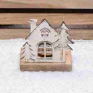 Porte-lampe à thé en métal Offre Spéciale dans la conception de l'arbre et de la maison avec base en bois pour mariage, noël et décoration intérieure - Product Image 3