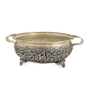 Cuenco decorativo de plata con grabado a mano para decoración del hogar, tazón de plata con grabado de Uruli, artesanía india, regalos de boda - Product Image 1
