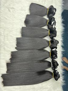 Venta al por mayor Super doble dibujado pelo camboyano crudo vietnamita pelo virgen Remy grado hueso recto corto un cabello humano estilo ondulado - Product Image 2