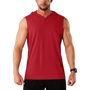 Venta al por mayor logotipo personalizado deporte gimnasio con capucha chaleco atlético para hombre sin mangas con capucha niños diseño ligero tela transpirable - Product Image 1