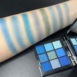 High Quality 9-Color Single <b>Eye</b> <b>Shadow</b> Palette Waterproof Cruelty-Free Vegan Luminous Matte Finish Mineral Paper Blue Toned - Product Image 1