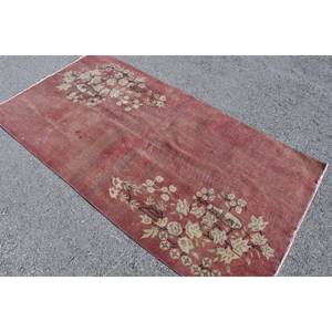 พรมขนสัตว์สีเบจสีชมพูคลาสสิก3.5x6.7ฟุตงานเย็บปะสไตล์ตุรกีทำด้วยมือสำหรับห้องนั่งเล่นห้องนอนสำหรับวัยรุ่น - Product Image 4