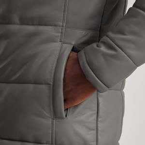 Chaqueta Acolchada de Cuero con Capucha Estilo Casual Floyd Grey - Product Image 6
