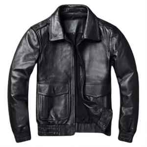 Trendy 100% Genuine Leather style vintage Zipper Closure Turn <b>down</b> Collar Cotton <b>Filling</b> <b>Men</b> Leather <b>Jacket</b> - Product Image 1