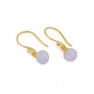 ตุ้มหูควอทซ์สีสโมคกี้สไตล์ร่วมสมัยแบบเรียบๆเรียบต่างหูชุบทอง18K เครื่องประดับสไตล์ตะขอ - Product Image 5