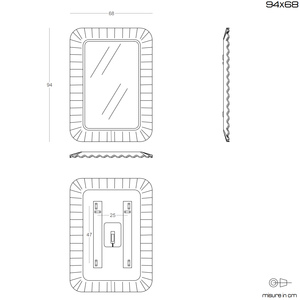 Reversible Installation 94x68 LED Mirror with <b>Black</b> Fused Glass <b>Frame</b> - Product Image 5