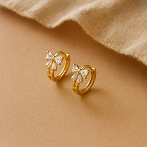 Rhodium Plated <b>Huggie</b> Hoop Earrings with Zircon and Pearl for Women - Product Image 3