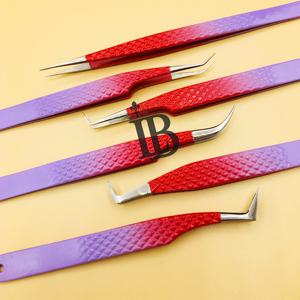 Pinces à épiler pour extensions de cils, pinces à épiler pour cils ombrés, pinces à épiler en acier inoxydable pour cils de vison plats, logo de marque privée, offre - Product Image 5