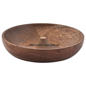 Premium Luxury <b>Wooden</b> Round Incense Bowl Handcrafted <b>Burner</b> and Ash Catcher <b>for</b> Aromatherapy Meditation and Elegant Home Decor - Product Image 1