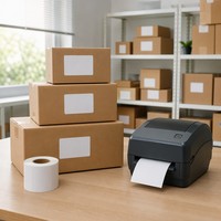 Étiquettes d'expédition thermiques personnalisées avec code-barres, autocollantes, rectangulaires, en papier sensible à la chaleur, imperméables, pour colis logistiques