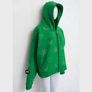 Ropa de calle pesada, sudaderas transpirables personalizadas, Sudadera con capucha de algodón en blanco liso de gran tamaño con cremallera y estampado de pantalla para mujer - Product Image 6