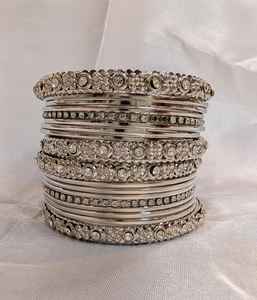 Luxurious and Stylish antique designer bangles set studded with zircon diamond for <b>women</b> party wear wedding wear gifting - Product Image 5